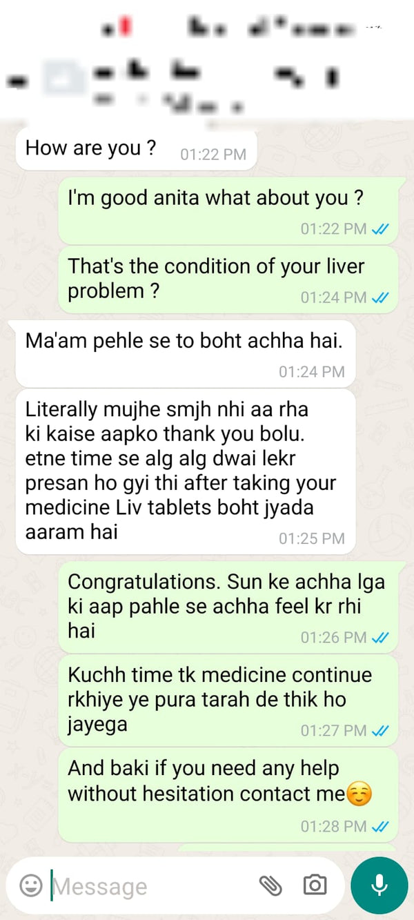 WhatsApp chat testimonial from Customer