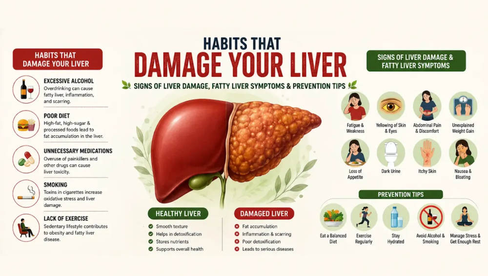 Habits That Damage Your Liver: Signs of Liver Damage, Fatty Liver Symptoms & Prevention Tips