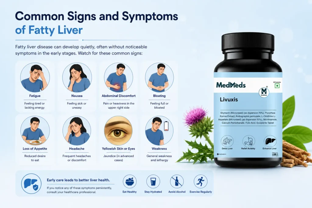 common sign and symptoms of fatty liver