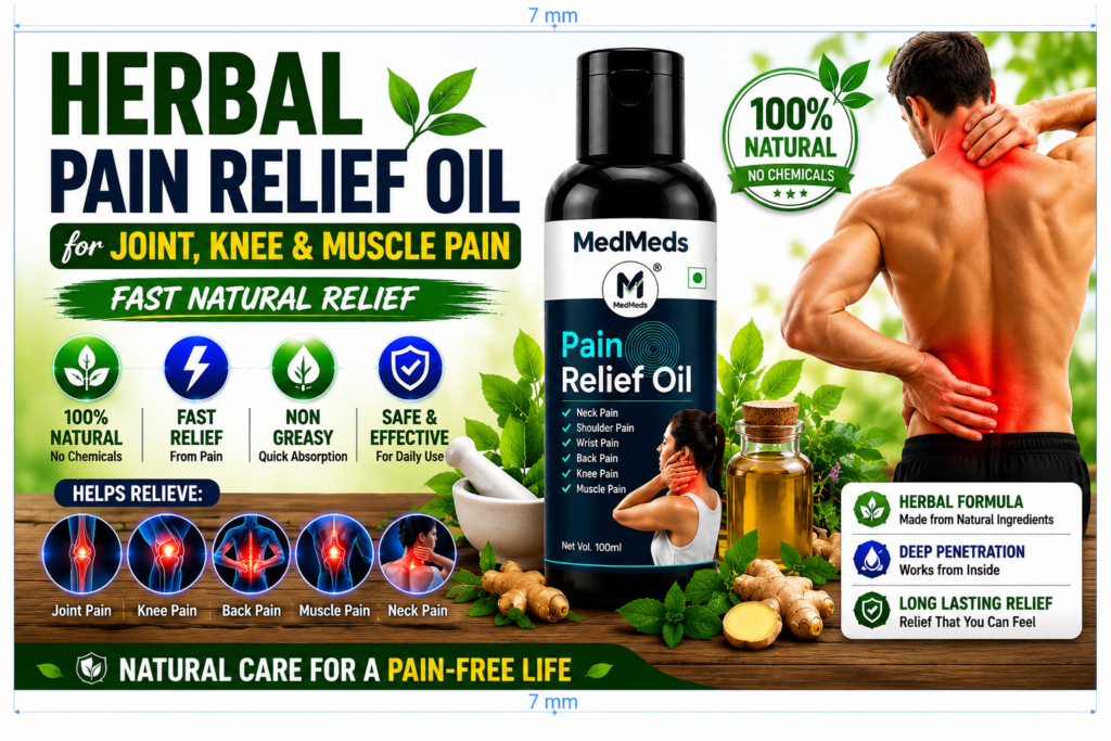 Herbal pain relief oil for joint pain, knee pain and muscle pain fast natural relief