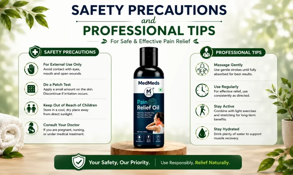 safety and precautions to use pain relief oil